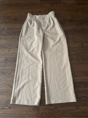 Abercrombie and Fitch Tan Sloane Tailored Wide Leg Trouser Medium 90s Minimalist